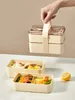 점심 박스 백 전자 레인지 벤토 박스 식당 휴대용 이중층 도시락 누출 증명 학생 성인을위한 분할 식품 용기
