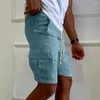 Short masculin Slim DrawString Cargo à séchage rapide avec ceinture élastique Poches plusieurs poches pour courir