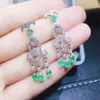 Dangle Ohrringe natürliche echte Emerald Luxus -Drop -Ohrring 0,25ct 6pcs 0,15ct 2pcs Edelstein 925 Sterling Silber Fine Jewelry J23887