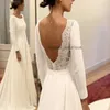 Semplice chiffon bateau una linea abiti da sposa a mezze maniche aperte abiti da sposa appliques abiti da sposa