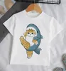 T-shirts t-shirts pour filles vêtements pour garçons animaux chemises pour enfants chats d'été drôles et animés des années 90