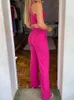 Others Apparel Drauuing Red Jumpsuit Women Slveless 2023 Fashion Summer Jumpsuit Women Off Shoulder Skinny Straight Pants Women Casual Y240509