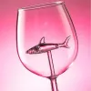 Rode wijnglazen - Lood gratis titanium kristalglas elegantie originele haai rood wijnglas met haai in lang steelglaswerk