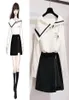 Dwuczęściowa sukienka Ichoix Women 2 Zestaw spódnicy w stylu koreański zimowy stroje biały sweter zamek mini dziewczyny i 7788957