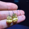 Dangle Ohrringe natürliche goldene quarzfracht Frauen Männer Mode Pi Xiu Lady Geschenk 14.5/9,3 mm Sterling Ohrring