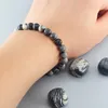 Geniune Natural Stone Beasret Bracelet для мужчин ретро -настоящая черная полоса пикассо в бисера
