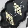 Orecchini a pennello Multiyer Metal Hollow Geometry Piercing per donne gioielli Y2K Accessori all'ingrosso