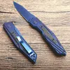 Exquisite Auto -Taktikfaltungsmesser 8CR13Mov Blue Titanium beschichtetes Blattstahl + Kohlefasergriff EDC -Taschenmesser EDC -Taschenmesser