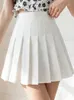 Zoki White Women Pleffed Jirts Summer High Taist Girls Dancing JK Mini Black Fashion étudiant A Line Faldas 2023 240506
