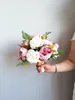 Bouquets de mariage rustiques pour mariée Champagne blanc roses artificielles Fleurs de mariée Bouquet pour décoration de mariage
