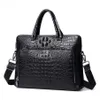 Lüks Tasarım Mens evrak çantası orijinal deri dizüstü bilgisayar belgesi moda ataşe mesajı haberci çanta tote portföyü siyah timsah lj201012 274j