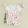 Ensembles de vêtements Focusnorm 1-5y pour tout-petit bébé filles beaux vêtements 3pcs T-shirt à manches courtes côte vers