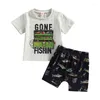 Ensembles de vêtements pour tout-petit bébé garçon garçon à manches courtes poisson de coton de coton