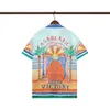 2024 camisas de moda Casablanc-s Designer camisetas San Print Mens Casual Casual Camisa de seda solta Mangas de luxo de luxo de luxo
