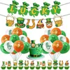 Decoração de festa Patrick's Day Set Clover Lucky for Banner Gnome Balloons Cake Toppers Ornamentos