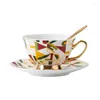 Mokken creatieve geometrische keramische koffiekopjes en schotels zetten Engelse gouden platina afterische middagtheekop in