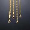 Цепи мужчины врушают длинное ожерелье из нержавеющей стали минималистской закручивающейся веревочной сети Колье, доступное в золотом цвете серебряного цвета от 2 до 5 мм D240509