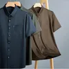 Camicie casual maschile plus size 7xl estate senza soluzione di continuità ad alta elasticità manica corta a colore solido uomo imprenditore