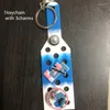 Keychains 1pcs Sommer Jack Jill PVC Gummi -Schlüsselbund mit 3pcs Charms OKC41 DIY MUTTER MOVIEL JJ BAG ABSCHNITT SCHLAGTE