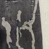 Jean violet jean noir déversement peinture à mi-hauteur mince adoucisseur denim en détresse de déneigement drop 240509