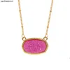 Pendant Necklaces Resin Oval Druzy Necklace Gold Color Chain Drusy Hexagon Style Luxury Designer Brand Fashion Jewelry For WomenPendant