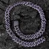 Miami Mens Cuban Link Chain 15mm Iced Out Purple Pelled Bling Cuban ketting CZ Chain for Men Hip Hop Jewelry