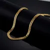 Chaines Colliers de chaîne de liaison cubaine Vintage Colliers Gold Male Couleur en acier inoxydable Chaîne de tour de cou Long pour hommes Femmes Hip Hop Bijoux Gift D240509