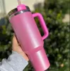 Tazze di bicchieri in acciaio inossidabile in inverno inverno nero rosa bianco neon con tazze di coperchio in silicone e tazze per auto di paglia bottiglie di acqua blu plurile 0509