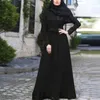 Roupas étnicas 5 cores elegantes abaya dubai maxi kaftan jilbab feminino de renda muçulmana longa vestido islâmico árabe com retalhos de cinto