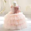 Robes de fille 2 à 12 ans Robe rose robe pour filles arc tutu sur le dos kids vestidos 2 3 4 5 6 8 10 12 vieux vêtements