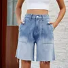 Женские шорты Винтажная кисточка Большой карманная лоскутная джинсовая джинсовая джинсовая джинсовая джинсовая джинсы