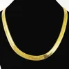 Collier de chaîne à chevrons doux mince Collier d'or pur 18k Bijoux hip hop punk jaune à plaque jaune pour hommes garçons 10 mm 24 chaînes 202Z