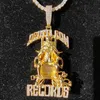Hip Hop Large Mort Row Records Collier Pendant 5A Zircon 18K Real Gold plaqué 249K