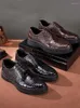 Lässige Schuhe Piliyuan Thailand Krokodil Leder Männer Männliche Business Round Head Schnitzmuster dicker Boden erhöht sich