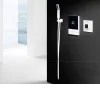 Luksusowy czarny mosiądzy system prysznicowy z cyfrowym ekranem konstrukcja ekranu na ścianę podwójne sterowanie zimno i gorące 3 funkcje kran prysznicowy