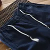 Men's Pants Luxury Italy Fabric Men Drawstring Linen Business Casual Pure Slim Fit Elastic Waist Solid Color K120