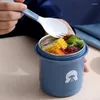 Waterflessen taza desayuno portatil 450 ml thermisch roestvrij staal buiten draagbaar voor kinderen opbergdoos lunch handig beker met lepel vacuüm