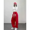 Damesbroek capris rechte broek hiphop dames broek hoge strt broek Koreaanse mode legging y2k broek losse sportieve zweetdrieken voor kleding y240509