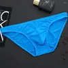 Underpantes Roupa íntima masculina Sexy Nylon Ice Silk Silk Transparent Ultra-Tos Felicable Panties Men Brikes de cintura baixa