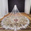 Bridal Veils Real Pos Long Lace Appliques Wedding Veil Wit ivoor kathedraal 3 5 meter Bruidaccessoires 2021 305T