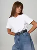 Aangepaste korte mouw witte slanke fit t-shirts goed look cotton plain dames t-shirt mode vrijetijds vrije woonplaats allround nek korte mouwen t-shirt