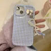 Mobiltelefonfodral Korea Ins Cute 3D Bow Pendant Hang Phone Chain Soft IMD Fall för iPhone 15 Pro Max 14 Pro Max 13 12 Pro Max Luxury Back Cover J240509