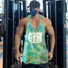 Camuflagem de verão Muscle Vest Y Gym Roupas de ginástica Bodybuilding tanque de fitness tanque de tanque de mangas de mangas de mangas Singlets 240508