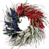 Decorative Flowers 1PC Independence Day Garland Red White Blue Rice Spike Wreath Door Hanging Decor Holiday Festival
