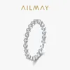 Cluster Rings Ailmay 925 Стерлинговое серебро роскошное сверкающее сверкающее полное CZ Stackable Form For Women Wedding Заявление