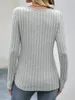 Kvinnors T-skjortor Square Neck Solid Ribbed Button Decort-Shirt Casual Long Sleeve Top för Spring Fall Clothing
