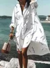 Women Beach Wear Fitshinling Bohémien Stampa Abito da spiaggia corta Floral Oversize Women Abbolla