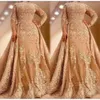 Lange mouwen avondjurken juweel nek kanten applique overksk sweep trein op maat gemaakte plus size prom party formal jurken vestidos 0509