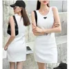 Mode Basic Casual Dresses Designer Dames Summer Fashion Brands Tops Tank Dress Gebreide katoen U Hek Mouwloze solide sexy Aziatische maat S-2xl