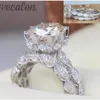 Anello da spina per matrimoni VECALON 2016 Emplorazione Vintage Set per donne 3CT Diamond CZ 925 Ring da festa femmina in argento sterling 279G
